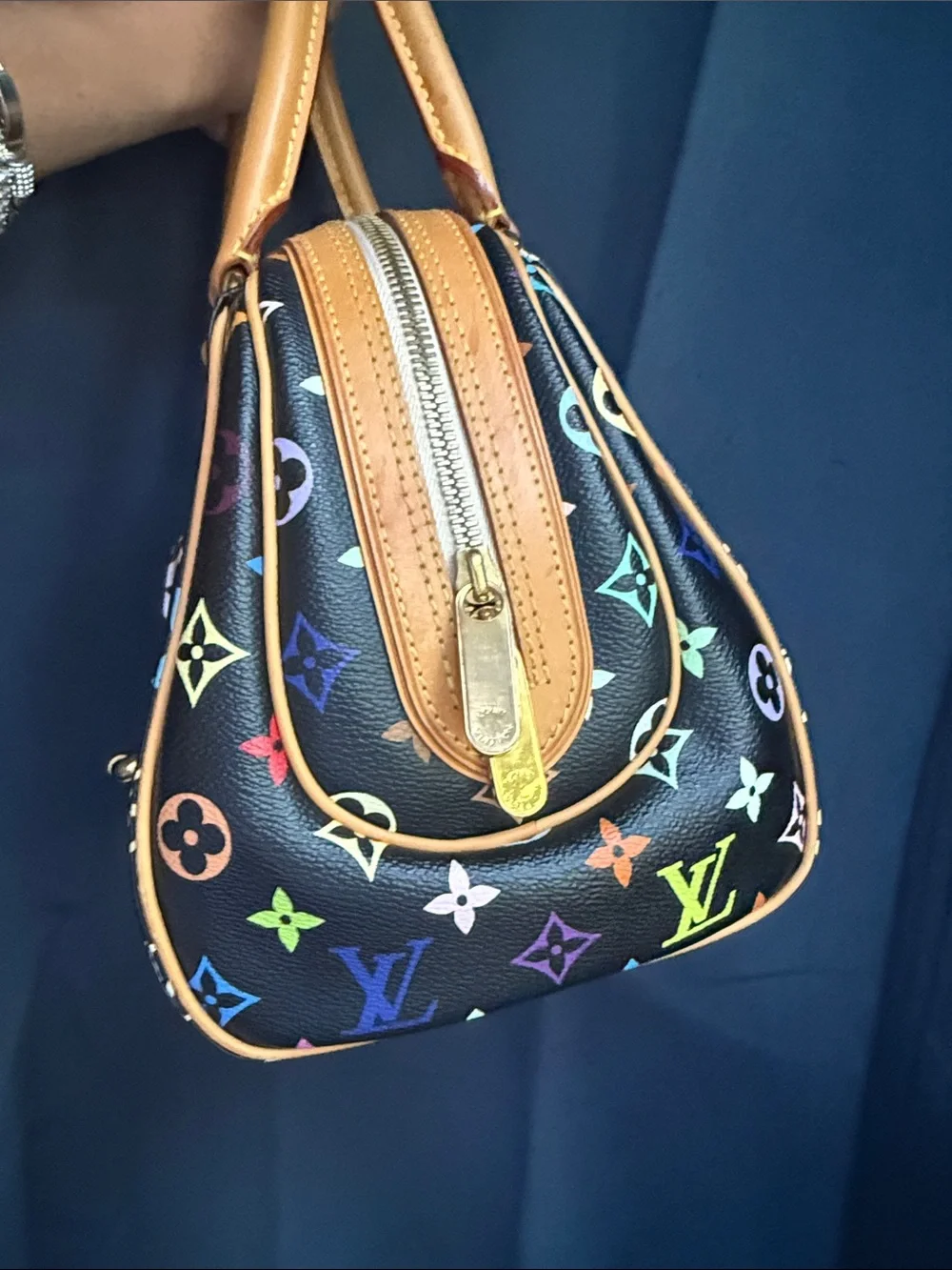Louis Vuitton Black Murakami Multicolor Monogram Satchel Priscilla
